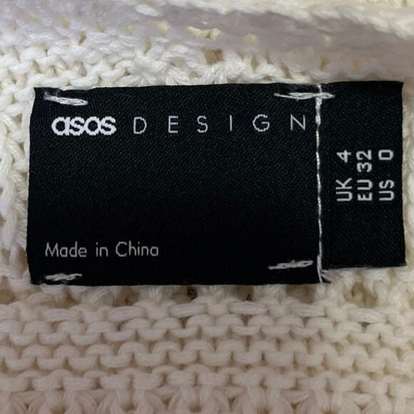 ASOS Design White Halter Crochet Sleeveless Open Back Mini Bodycon Dress Size 0 - Picture 4 of 5